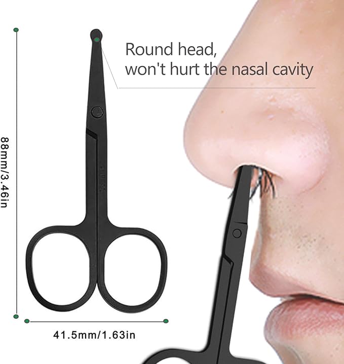 Eyebrow Scissors with Comb, KAJUDA Facial Hair Small Grooming Scissors For Men Women - Eyebrow Trimmer Scissor for Eyebrows, Nose Hair, Mustache, Beard, Eyelash - 3PCS Black