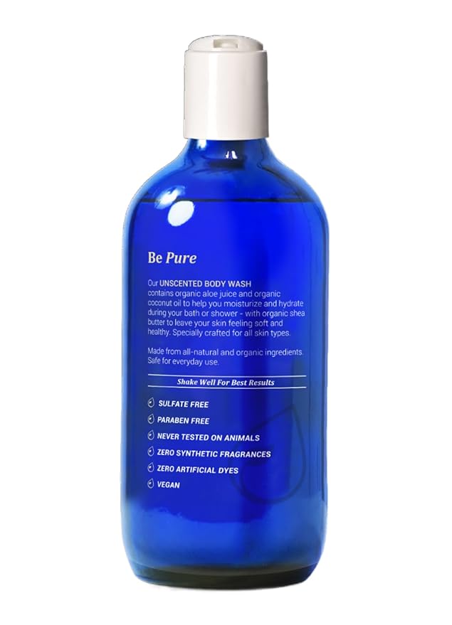 Certified Organic Unscented Body Wash by Be-One - Sensitive Skin - Moisturizing - Paraben & Sulfate Free - Vegan - All Natural - Soap - For Men & Women - Eczema - Gentle - Made in USA