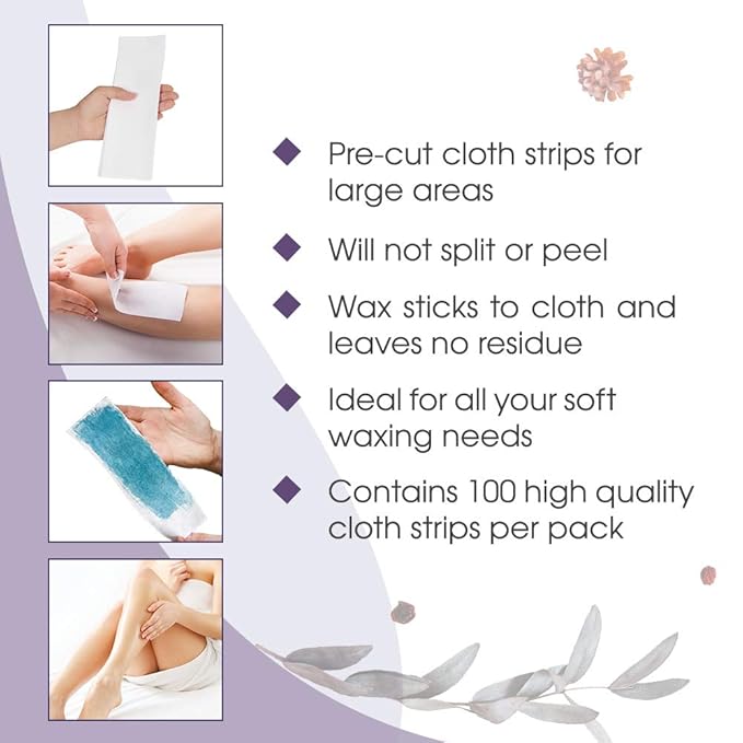 Satin Smooth Non-Woven Cloth Waxing Strips, Large, 100 ct x 2 packs