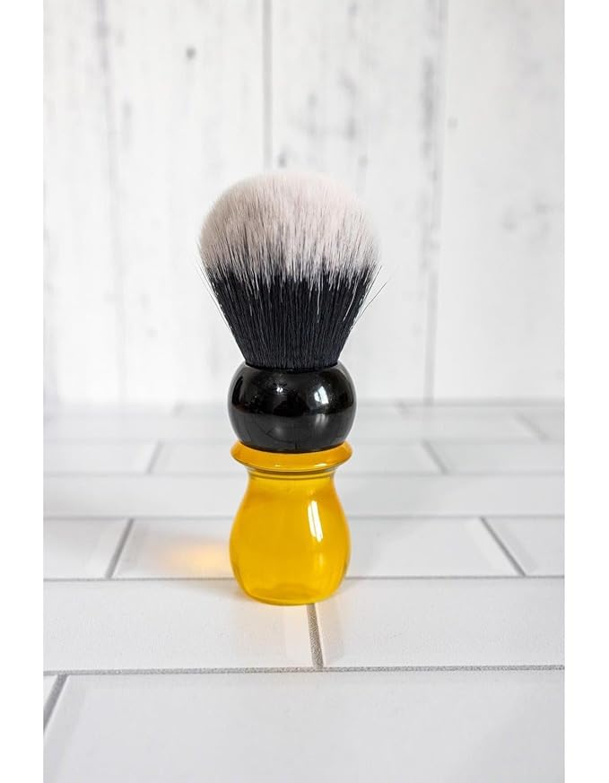 West Coast Shaving Two-Tone Tall Tuxedo Shaving Brush, Yellow & Black