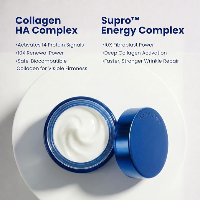 Hyaluronic Acid Moisturizing Cream with Collagen - Anti-Aging Face Cream for Deep Hydration, Wrinkle Reduction & Firming - With Supro-Energy Complex, For Sensitive Skin