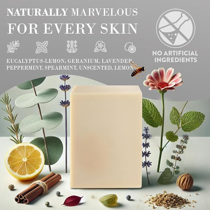 Geranium Tallow Soap – Floral Grass-Fed Bar with Organic Essential Oil – Naturally Fresh & Botanical – 3 Pack