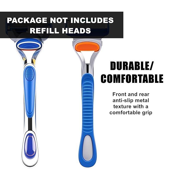 ONLY Compatible with Gillette Fusion 5 Handle,Ergonomic Metal Replacemen Handle Compatible with Gillette Fusion5 Razors for Men,Comfort and and Non-Slip,2Pack.(ONLY THE HANDLE)