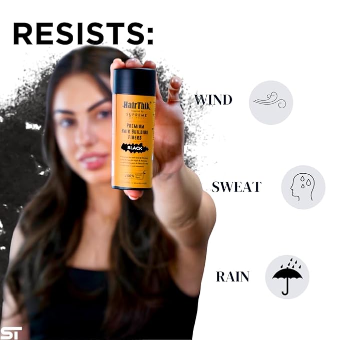 Supreme Trimmer Hair Building Fibers - Instantly Fill in Fine or Thinning Hair for Thicker, Natural, Fuller-Looking Hair for Men & Women – Hair Thinning & Balding Solution | Black, 55 Grams