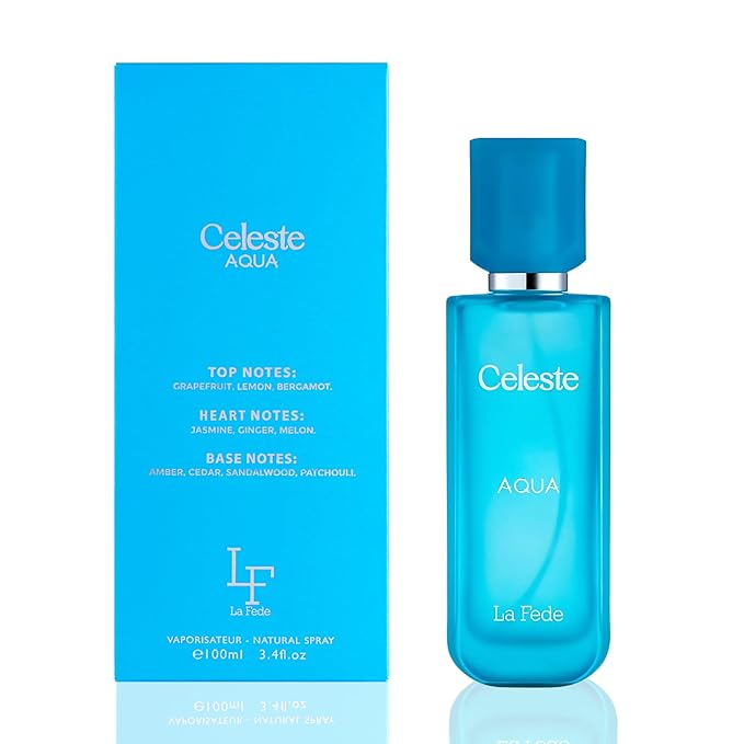 Khadlaj La Fede Celeste Aqua Eau de Parfum Spray for Unisex, 3.4 Ounce / 100ml