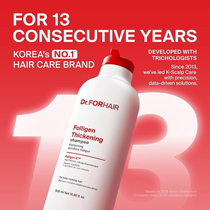 DR.FORHAIR Folligen Thickening Shampoo 16.9 oz | Biotin, Salicylic Acid & Rosemary | Volumizing Formula for Fuller-Looking Hair
