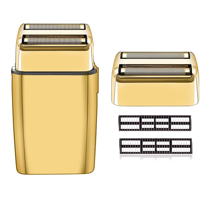 Replacment Foil and Cutter for Babyliss Pro MetalFX Double Foil Shavers Head，2 Count,Gold