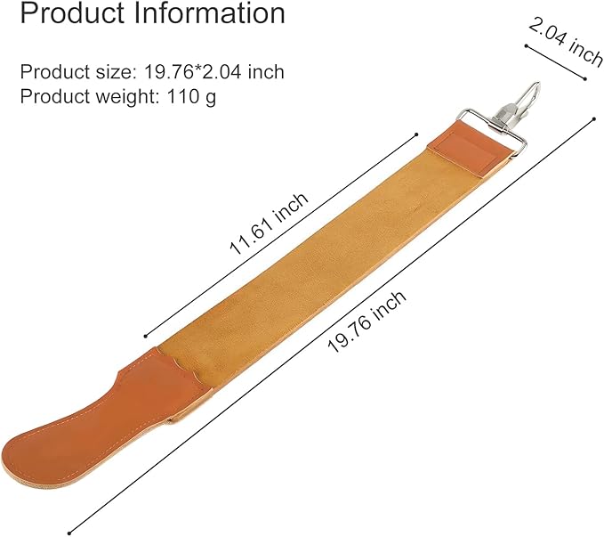 Straight Razor Strop, Leather Sharpening Strap for Barber Use, Brown, J5036
