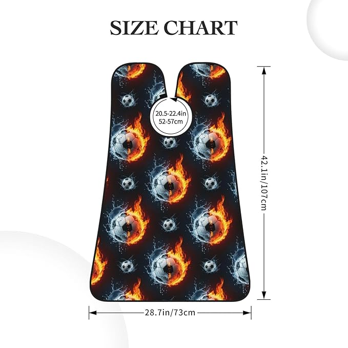 Beard Bib with 3 Suction Cups, Non-Stick Waterproof Hair Catcher Apron, Men's Shaving Essential for Grooming, Water Fire Soccer Ball Shave Bib