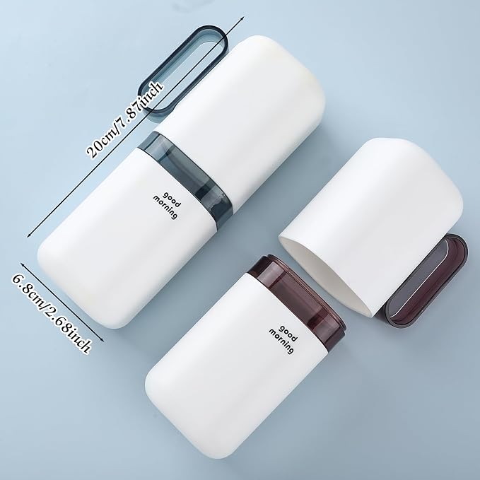 4 Pcs Travel Toothbrush Holder with Cups Toothbrush and Toothpaste Case Multifunctional Travel Tooth Brush Holder Containers Portable Cup with Handle for Camping Business