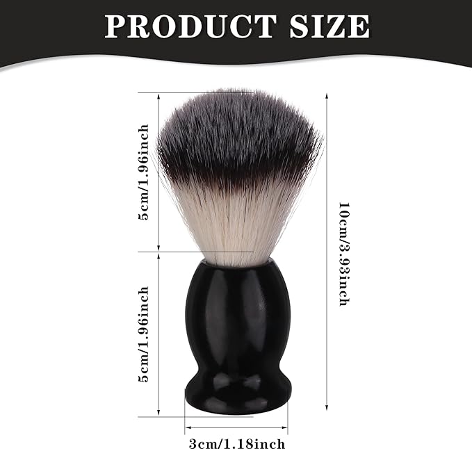 7Pcs Men Shaving Brush Wood Handle, Professional Salon Tools Hand Crafted Shaving Brush Wood Handle Black Wood Handle Shave Brushes Handmade Nylon Hair Brush for Men