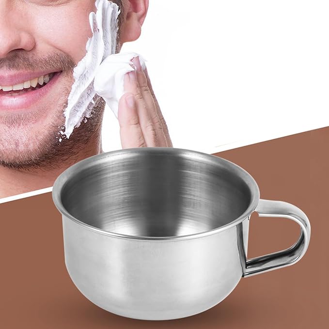 FILFEEL Shaving Soap Mug Bowl, New Stainless Steel Metal Cup Shaver Cleansing Foam Tool For Man