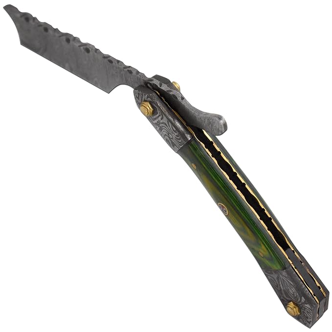 Straight Razor | Straight-Edge-Razor Sharp High-Hardness Real Damascus Steel Cutthroat Straight Edge-Blade | Barber Razor
