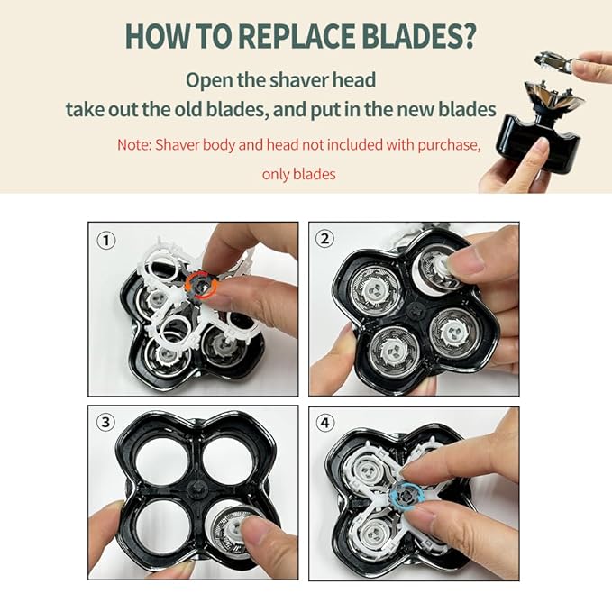 Shaver Replacement Blades for Skull Shaver Pitbull Replacement Blade,Replacement Heads for Pitbull Gold/Silver/Platinum Pro Shaver (4 Blades)
