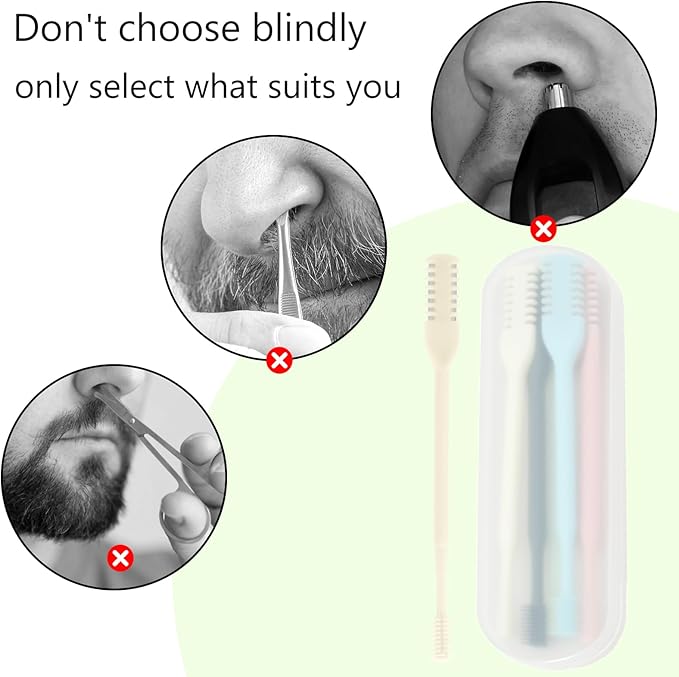 10Pcs Manual Nose Hair Trimmer, Double-Head Nasal Hair Cutter with Cleaning Brush, Nose Hair Trimmer for Men & Women, Daily Cleaning Grooming Tool