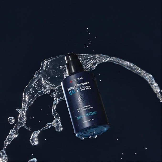 LEADERS Deep Moisture EGF All-in-One Essence for Men, One-Step Facial Skincare, Deep Hydration, Smooth & Anti-Wrinkle Care, Calming Formula with Sebum Control & Skin Barrier Strengthening, 150 ml