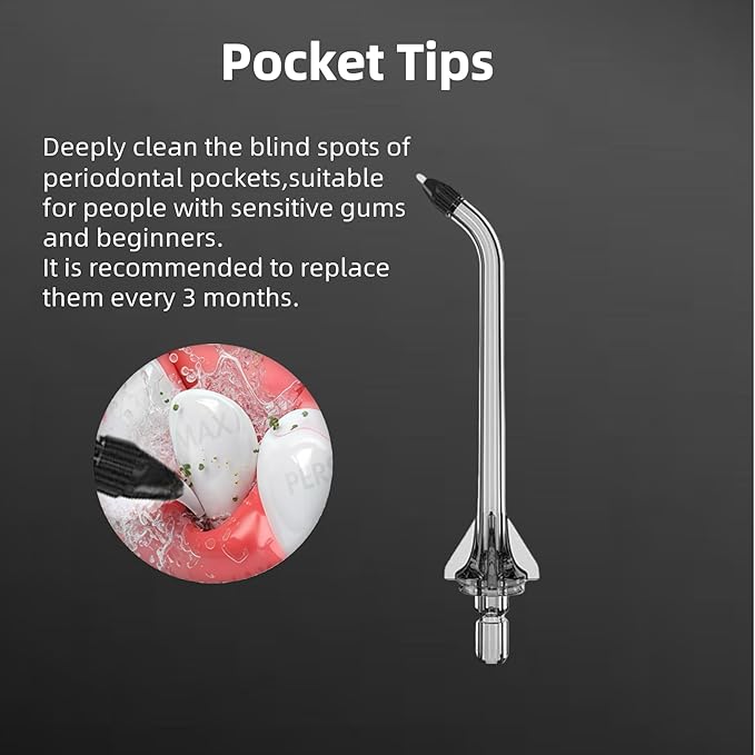 Replacement Heads for Nicwell, Oralfree, WELLFINE, Hangsun, Tovendor Water Flosser, Replacement Periodontal/Pocket Tips Oral Irrigator Jet Tip
