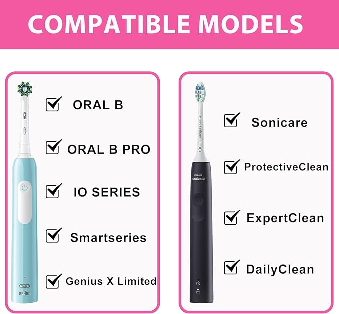 Toothbrush Travel Case for Oral B/Oral-B Pro 1000 1500 5000 7000 & Philips Sonicare 4100 1100 5300 5100 6100/iO Electric Toothbrush, Hard Protective Storage Bag (Pink)