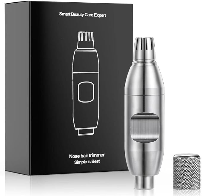 Nose Hair Trimmer for Manual, Battery-Free, Stainless, Waterproof, Painless