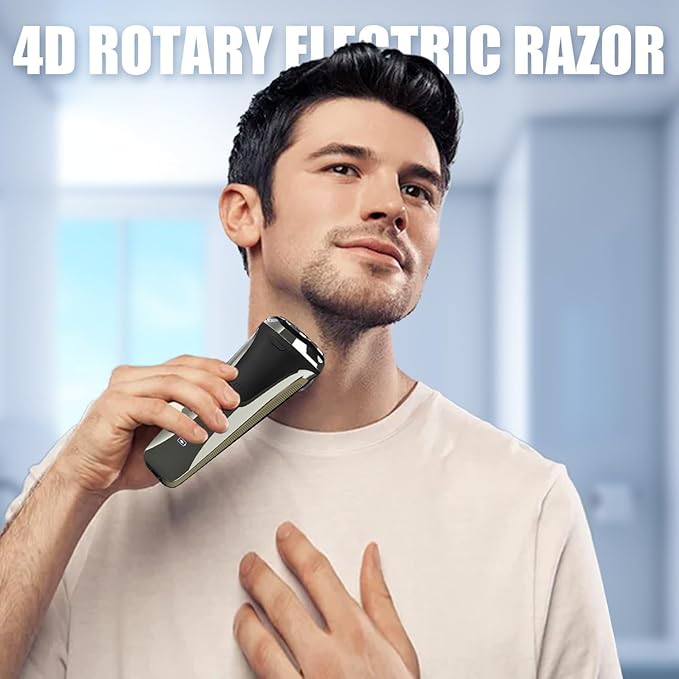 Electric Razor for Men, Electric Razor Pro, Ipx7 Waterproof Cordless Shaver with 90-Min Runtime, 4D Floating Head Rotary Shaver, Fast Charging (Black)