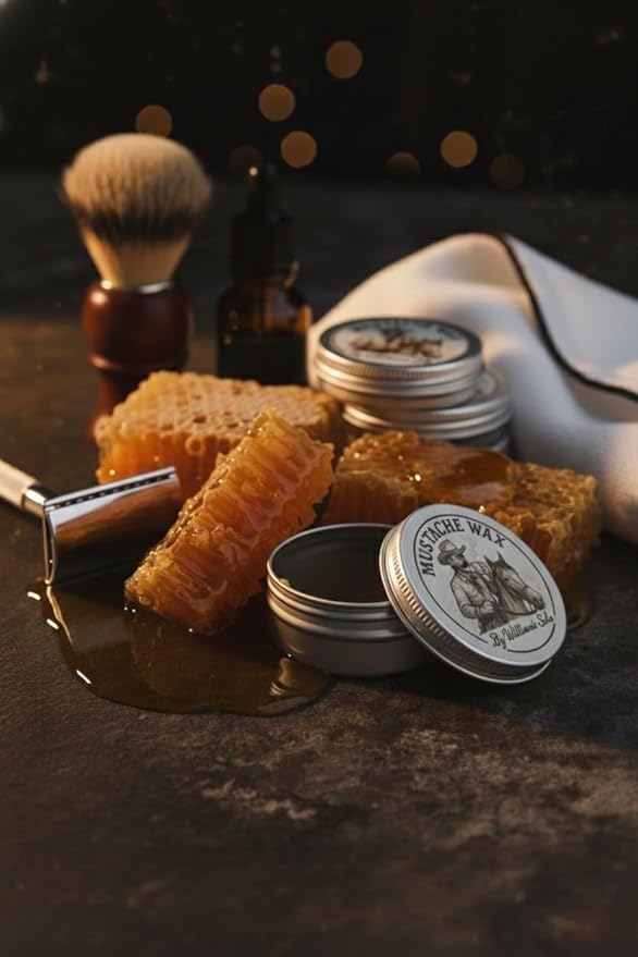 William's Solo Mustache Wax - Strong Hold Mustache Wax - 1 oz tin - No Added Dye or Fragrence