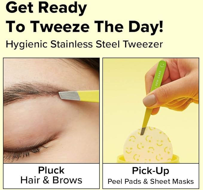 I DEW CARE Facial Tool - Tweeze The Day | Tweezers for Women, Precision Stainless Steel, Professional Facial Hair Beauty Tool, Splinter, Strong Eyebrow Hair Remover,1 Count