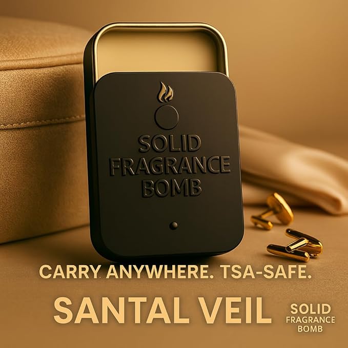 – Premium All-Natural Solid Cologne for Men & Women | Long-Lasting, TSA-Safe, Alcohol-Free, Halal, Handmade Travel Fragrance Balm (Santal Veil)