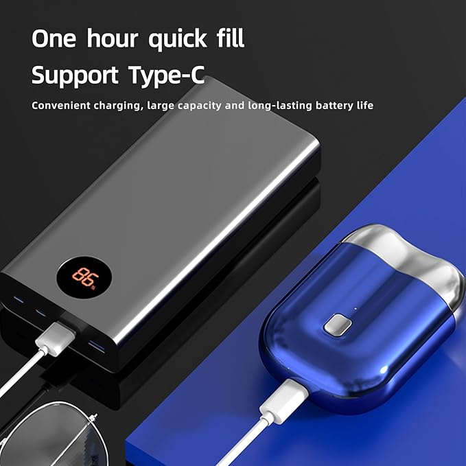 New Model Mini Dual-Head Electric Shaver, Upgrade Pocket Shaver, Washable Double Head Razor, USB Mini Portable Razor, Rechargeable Waterproof Compact (Four Color) (Sliver)