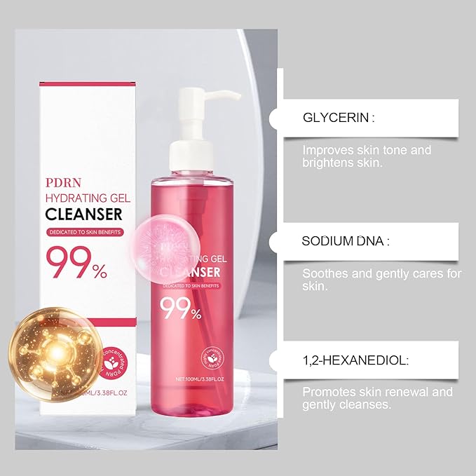 PDRN Face Wash, Korean Hydrating Facial Cleanser with Collagen, Deep Pore Cleansing Foam, Daily Gentle Face Wash for Women & Men Sensitive & Dry Skin Care