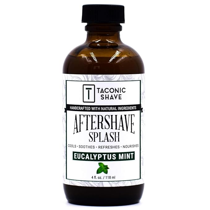 Taconic Shave Eucalyptus Mint Aftershave Splash – Refreshing, Alcohol-Free Men’s After Shave – Tones & Cools Skin Naturally – 4 oz USA Made