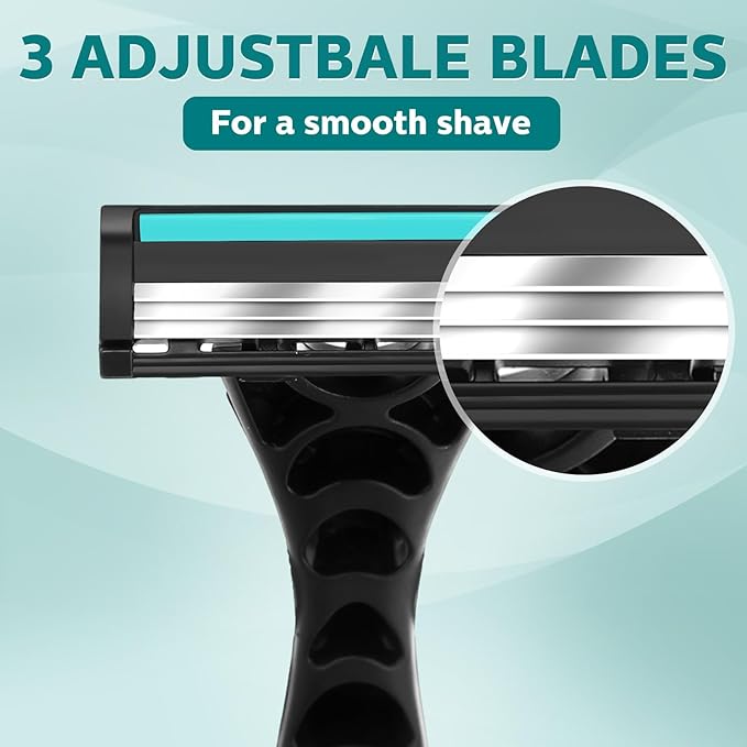 150 Pcs Men's Disposable Razors Bulk 3 Blade Men Razors for Head Sensitive Skin Comfortable Shave