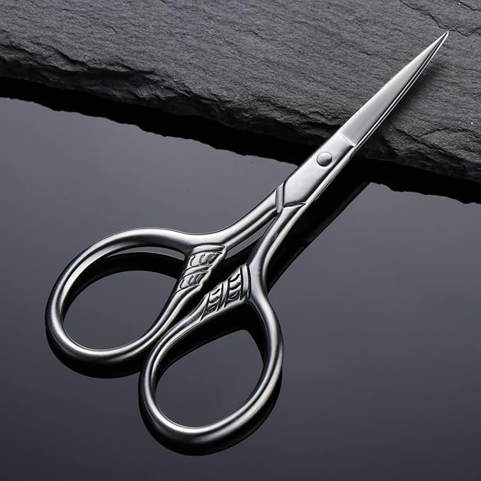 Frcolor Beard Mustache Scissors Stainless Steel Mustache Trimming Shear Men Beard Scissors for Facial Body