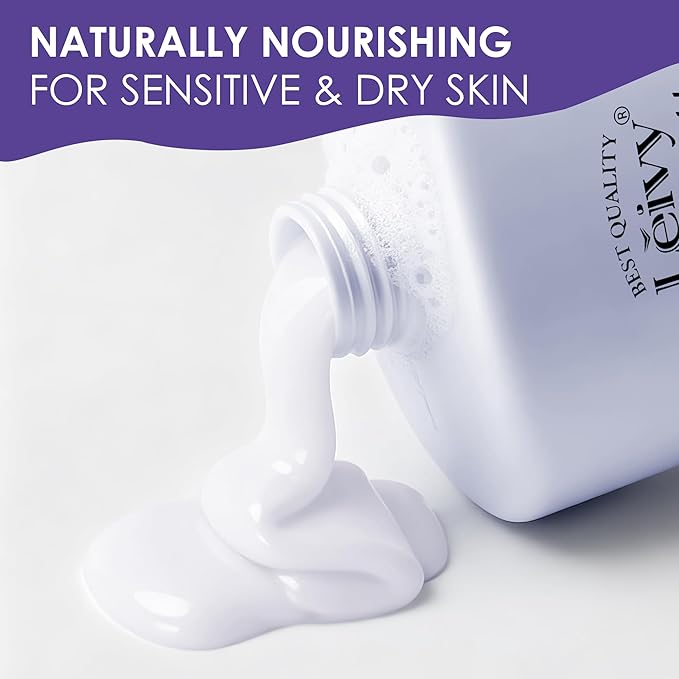 Lěivy Lavender Body Wash Deep Moisturizing, Calming Scent, Skin Cleanser Hydrating Shower Gel, Soothing & Sleep, with Vitamin E & Pearl Powder, 16.9 Fl oz Bottle