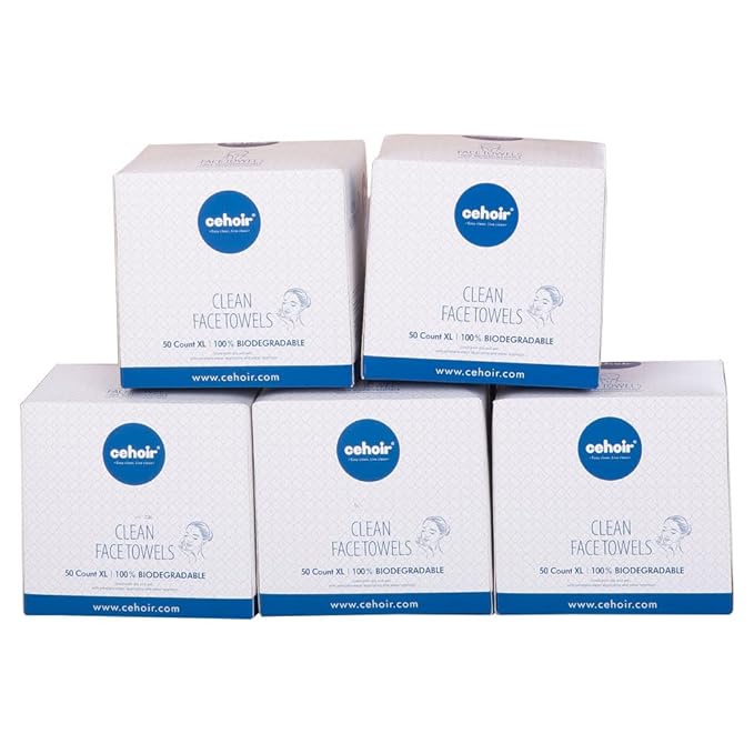 Face Towels,Super Soft and Thickness XL:10x12 inches,Lint-Free Biodegradable Towels,Disposable Face Towel,Makeup Remover Dry Wipes,Clean Face Cloths for Sensitive Skin.(5 packs (250 counts))…