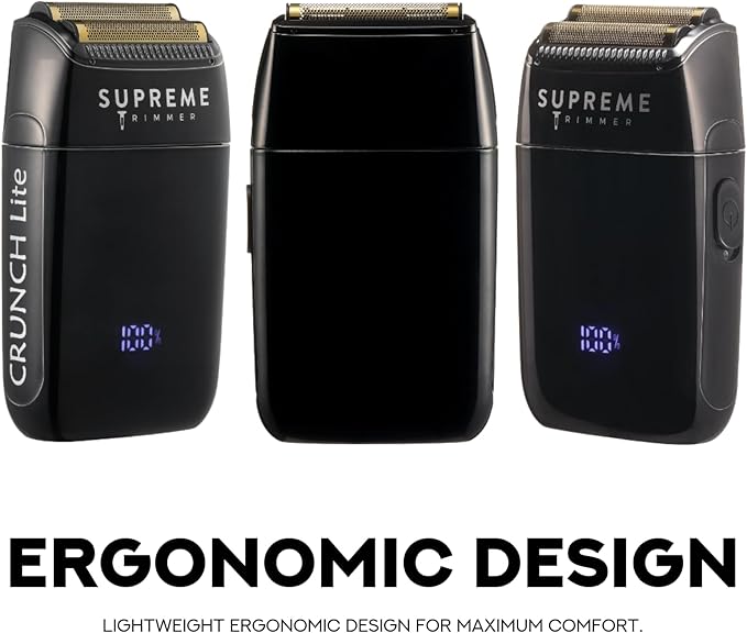 Supreme Trimmer Crunch Lite STF600 | Professional Double Foil Shaver for Men | Cordless & Corded, 60 Min Runtime, Hidden LED Display | Barber Face & Head Finishing Razor
