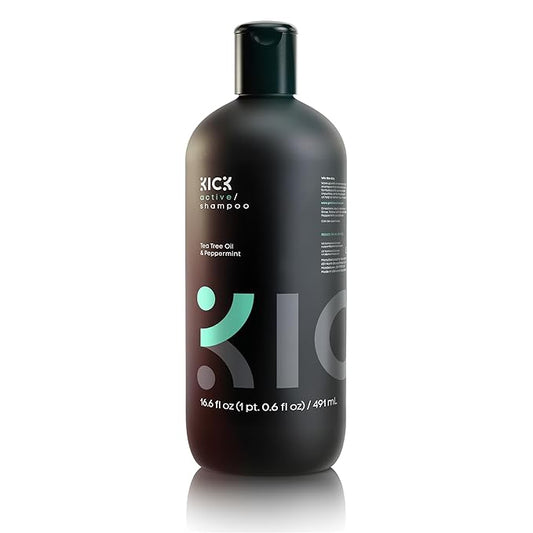 Kick Mens Shampoo - Peppermint & Tea Tree for Oil Control - Sulfate-Free, Refreshing Formula - Anti-Dandruff and Scalp Soothing - Shampoo for Oily Hair - Cruelty-Free - 16.6oz