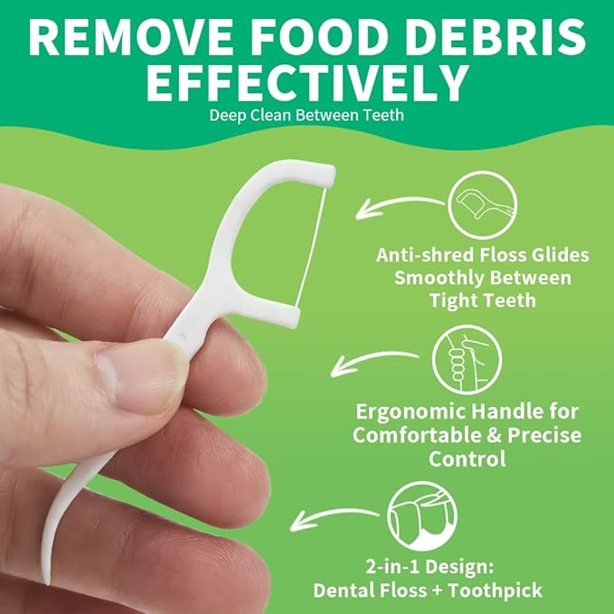 150 Count Dental Flossers Each Individually Wrapped, Floss Singles Bag, Travel Hotel Restaurant Office Car Dental Floss, Floss Picks Oral Care Teeth Clean Flat Wire