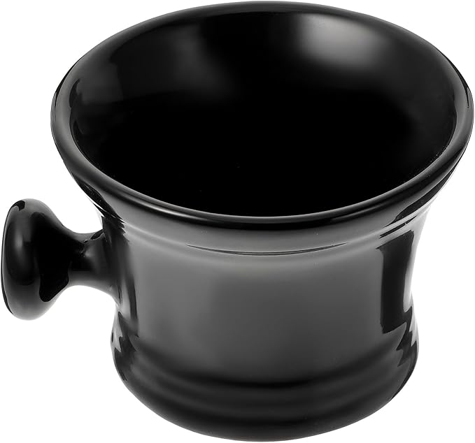 Beaupretty Men’s Black Ceramic Shaving Soap Bowl for Shaving Cream Foaming for Rich Lather and Daily Grooming