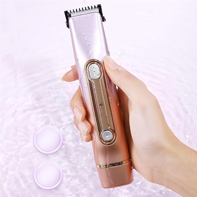 2 in 1 Bikini Trimmer for Women Dual Head Electric Razor IPX7 Waterproof Wet/Dry Use Women Electric Shaver, Body Facial Hair Remover for Bikini Legs Arm Underarm, Rechargeable