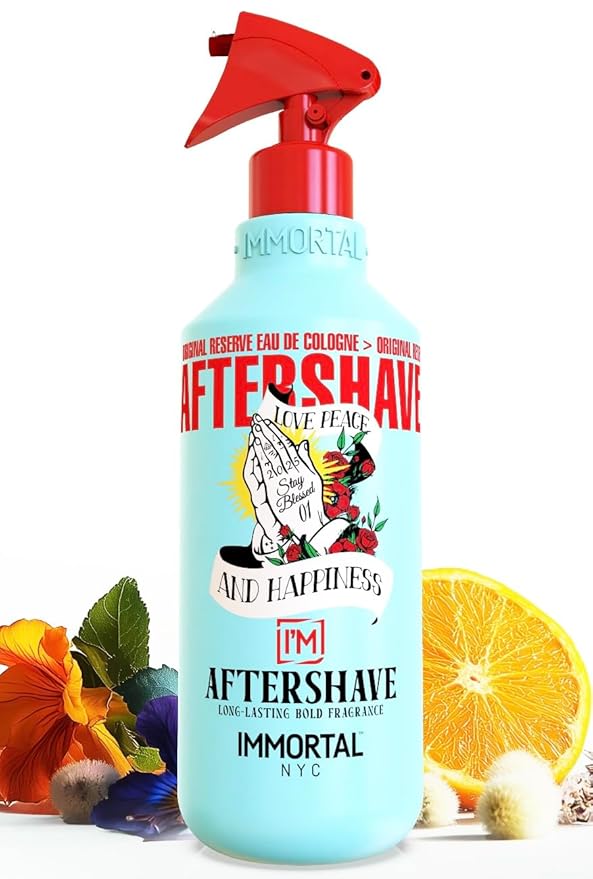 Immortal NYC Stay Blessed 01, After Shave Spray Body/Face Men's Cologne, 17 oz, Exclusive Barbers, Softens Skin, Refreshes, Disinfects and Relieves Face and Skin, Moisturizing Formula After Shaving