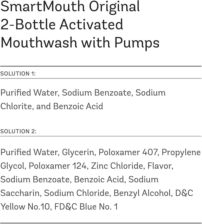 SmartMouth Original 2-Bottle Activated Mouthwash with Pumps, Bad Breath Support, 32 fl oz