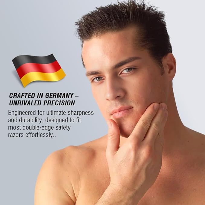 German Solingen Double Edge Razor Blades，1 Count Safety Platinum Shave(Pack of 10)