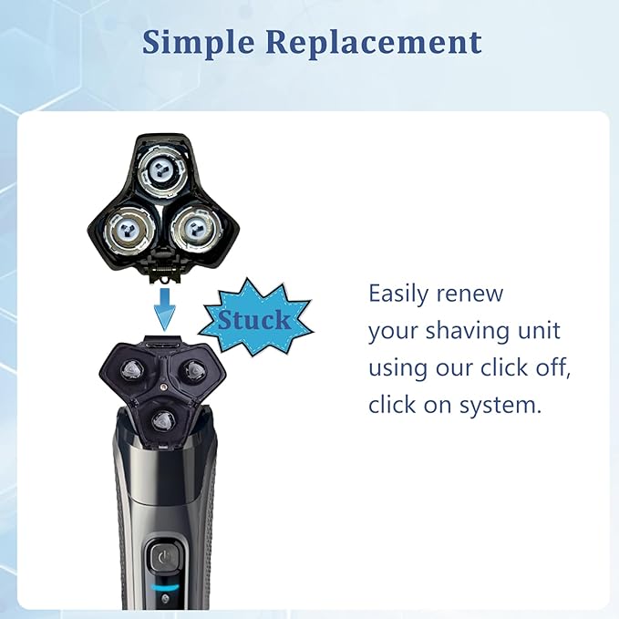 SH71 Replacement Rotary Head Fit for Philips Norelco Shaver Series 7000 and Series S5500, Metal Wheel Buckle and Upgrade 15 Precision Blades (Black)