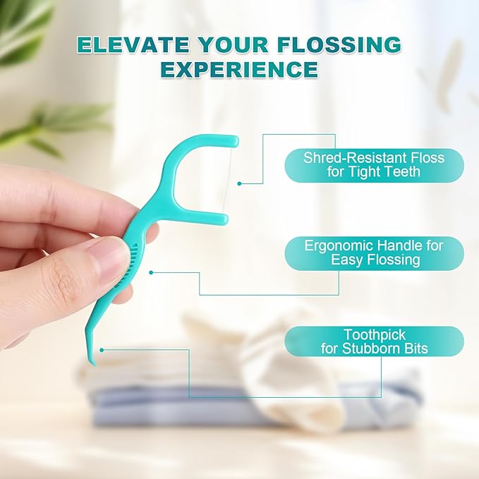 Dental Flossers, Teeth Flossers, 5 Pack of 150 Picks, Floss Picks, Minty Flavor, Recycled Plastic, Super Strong Thin Floss, Tight Teeth, Toothpicks, Gentle on Gums & Teeth