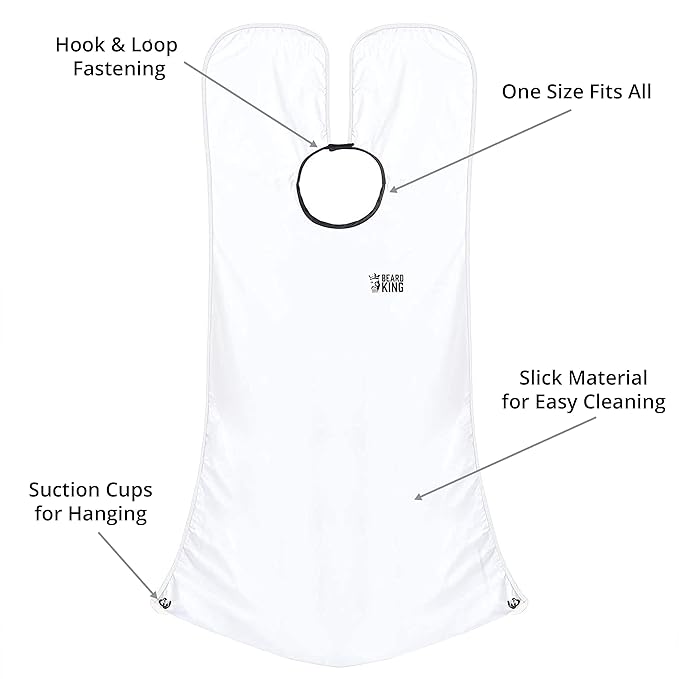 Beard King Beard Bib Apron - As Seen on Shark Tank – Gifts for Him, Stocking Stuffers for Men, Mens Gift, White