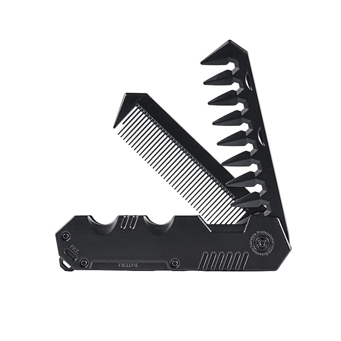 2-in-1 Portable Folding Pocket Comb for Men, Fine & Wide Tooth for Hair, Beard & Mustache Grooming, Travel-Friendly Folding Comb for Daily Use & Styling