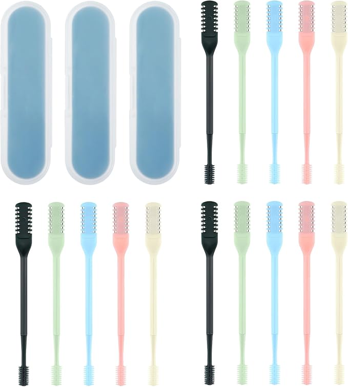 15 Pcs 2 in 1 Nasal Hair Cutter,Manual Nose Hair Cutter for Women,Portable 360° Rotating Manual Nose Hairs Trimmer for Women,Double Sided Nasal Hairs Cutters for Men with Cleaning Brush