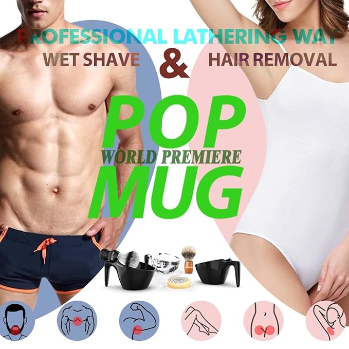 Anbbas Badger Hair Shaving Brush with Shaving Soap Bar and Upgrade Lathering Way-POP Mug A5 Melamine,Foaming Set for Men Wet Shave,Women Girls Hair Removal