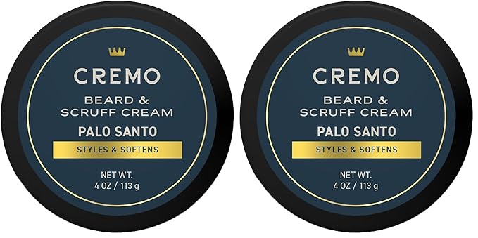 Cremo Beard & Scruff Cream,Palo Santo (Reserve Collection),4 oz - Soothe Beard Itch,Condition and Offer Light-Hold Styling for Stubble and Scruff (Product Packaging May Vary),(Pack of 2)