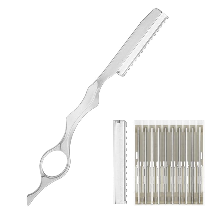 Hair Razors for Cutting Hair Styling Razors Stainless Steel Thinning Razor Kit Straight Razor for Men Replacement Blades Professional Texturizing Cutting Tool for Salon and Home 11pcs